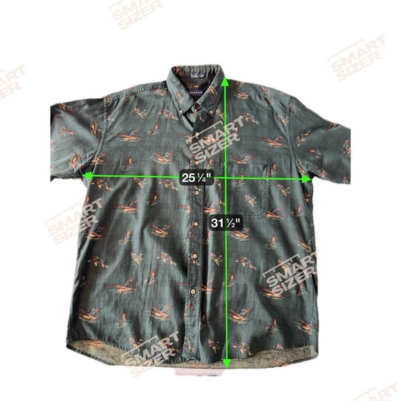 Vintage Gant Chelsea Twill Mens Button Down Green Bird Shirt Size L Retro Unique - Picture 5 of 5